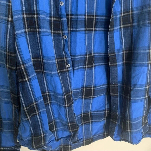 Scotch & soda blue black plaid long sleeve button up  shirt L - Picture 3 of 4